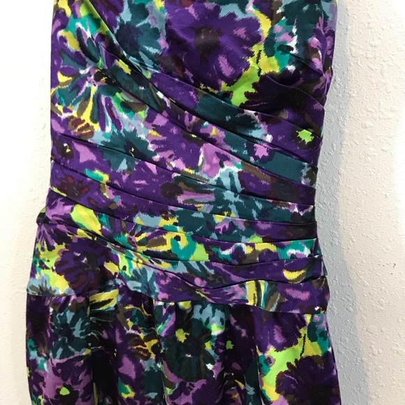 BCBG Sateen Floral Strapless Mini Cocktail Dress - Picture 5 of 8